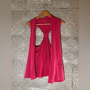 Wet seal hot bright pink Duster Vest cardigan Y2K 2000s nostalgia